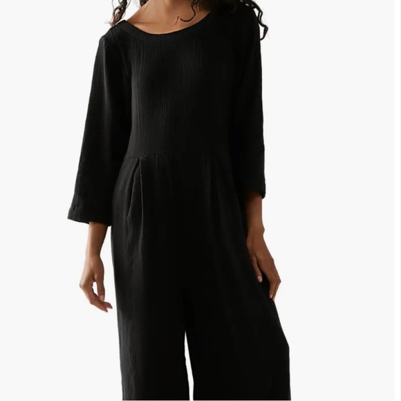 Free People Shiloh Cotton & Linen Jumpsuit Black XS - Picture 1 of 8